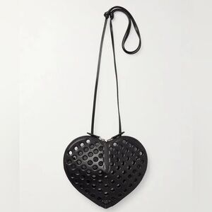 ALAÏA Le Cœur Perforated Leather Crossbody Heart Bag Black NWT